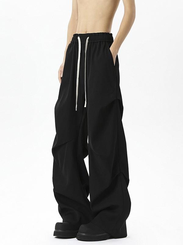 

Black pleated casual pants men s spring and autumn high-end American trousers drape high street straight loose pants 3XL чорний