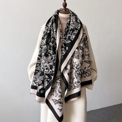 Warm Cashmere Soft Scarf Women Shawl Flower Magpie  Wraps Luxury Thick Blanket Winter Bufanda Pashmina Female Travel Stoles