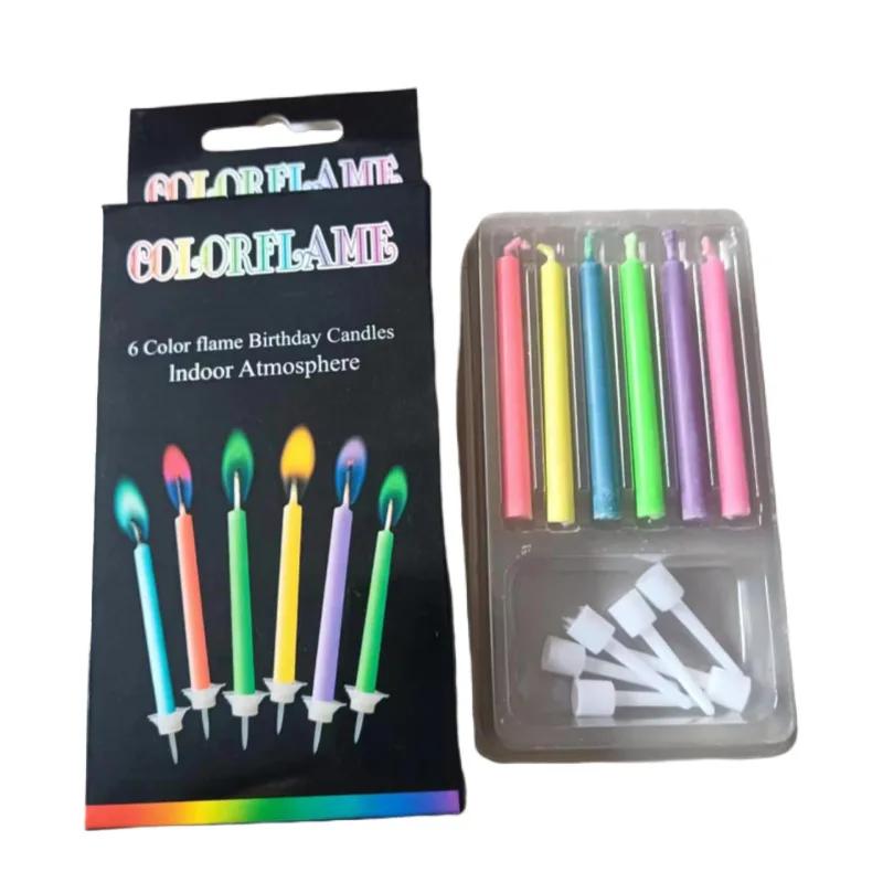 

Разноцветные свечи с пламенем, красочные, 5/6 шт./упаковка, свадебные свечи для торта на день рождения, украшения, праздничные принадлежности для детей