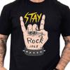 Stay Rock 1968 Rocker Hand Sign Spiked Wristband Heavy Metal Top Graphic T-Shirt