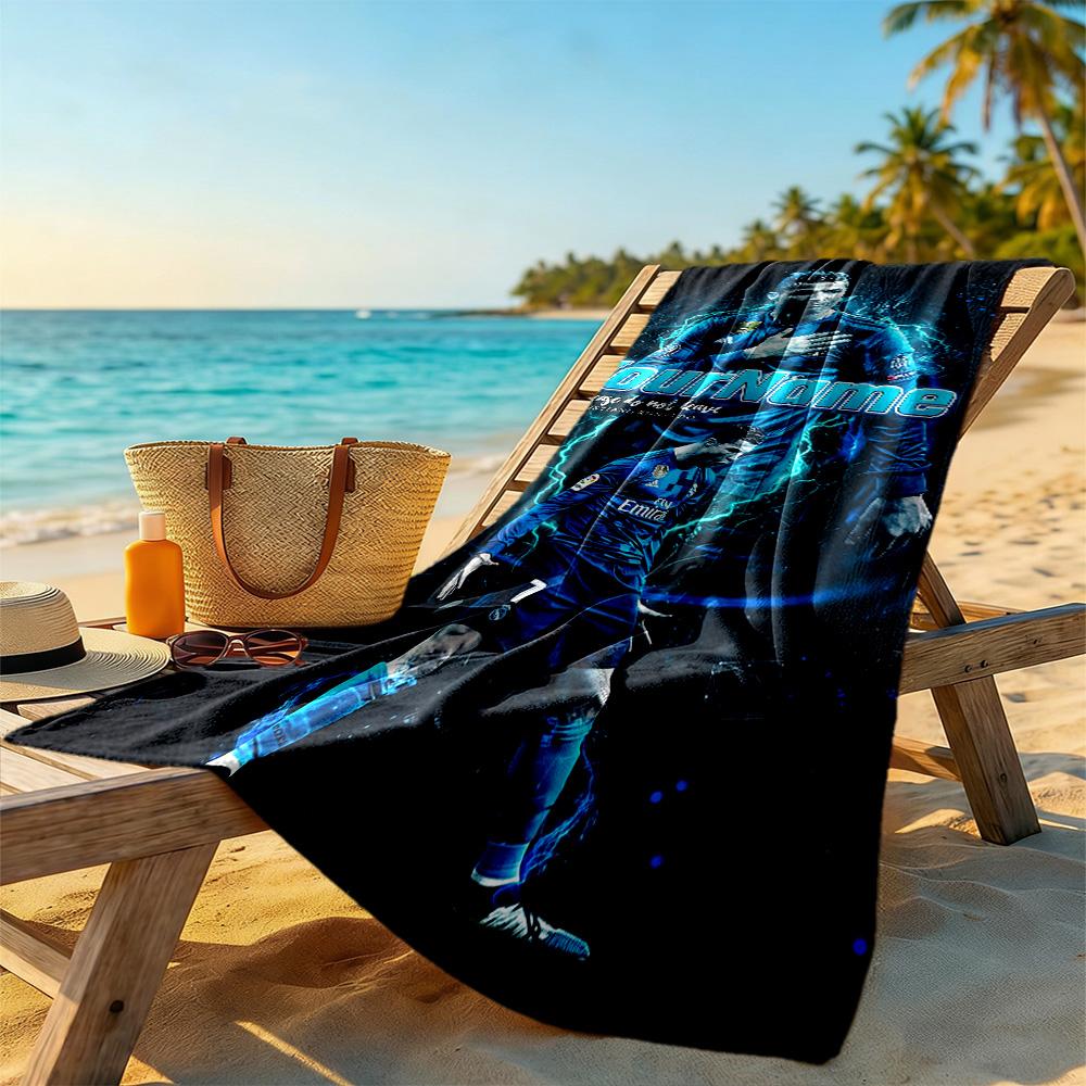 Cristiano Ronaldo Customized Name Beach Towel High Absorbency & Quick-Dry Ideal for Travel Outdoor Swim Pool Yoga Surf Camping Hiking Gym Gift Holiday