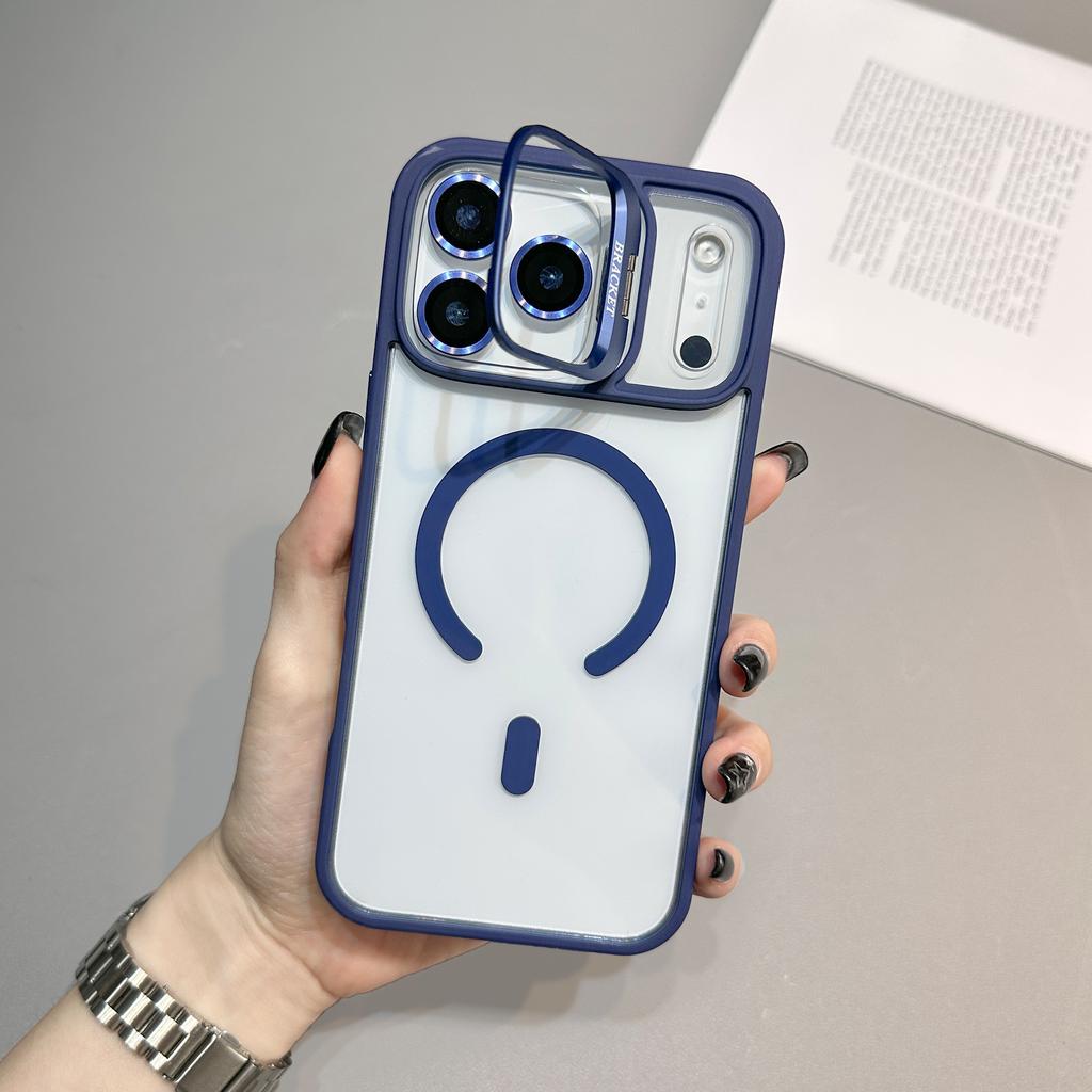 HD Transparent Magnetic Case For iPhone 17 Air 16 15 Plus14 13 12 11 17 Pro Max With Camera Glass Stand Wireless Charge Cover