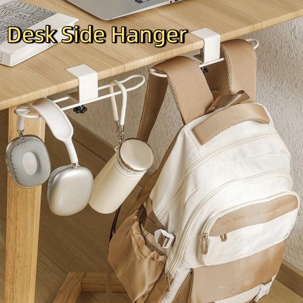 Carbon Steel Desk Side Bag Hook Adjustable Table Backpack Holder Desk Side Handbag Rack Office