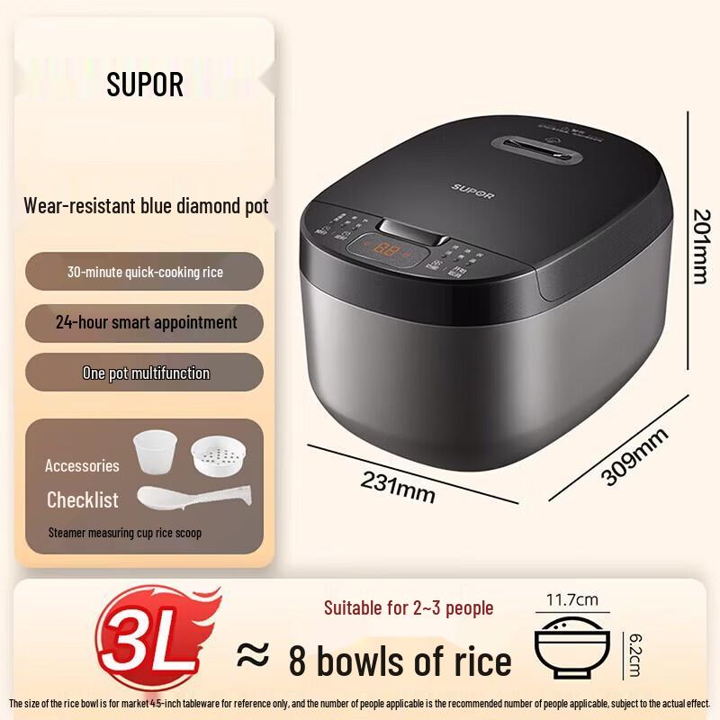 SUPOR 3L Smart Multi-functional Electric Rice Cooker CN plug (adapter included)