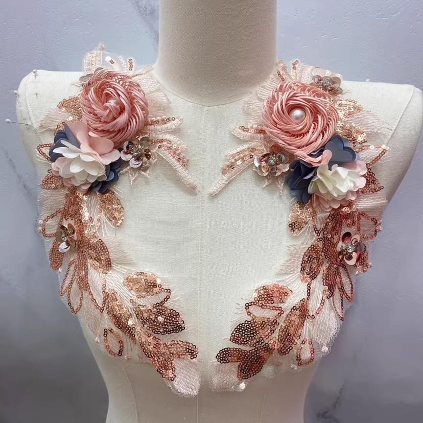 1pair 3D sequin embroidery flower cloth sticker parche ropa,Handmade DIY sewing clothing accessories patch