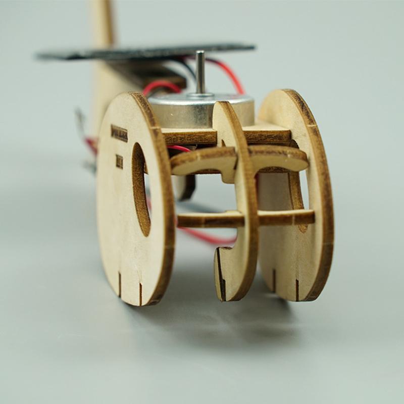 3D Wooden Puzzle Solar Energy Powered Airplane Model Kit Mechanical Craft Set Educational Toy For Kids & Adults