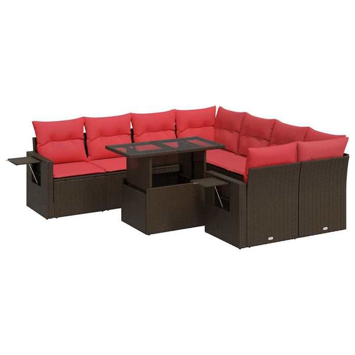 VidaXL Garden Lounge Set with Cushions 9 Pcs Brown Braided Resin Acacia 3326455