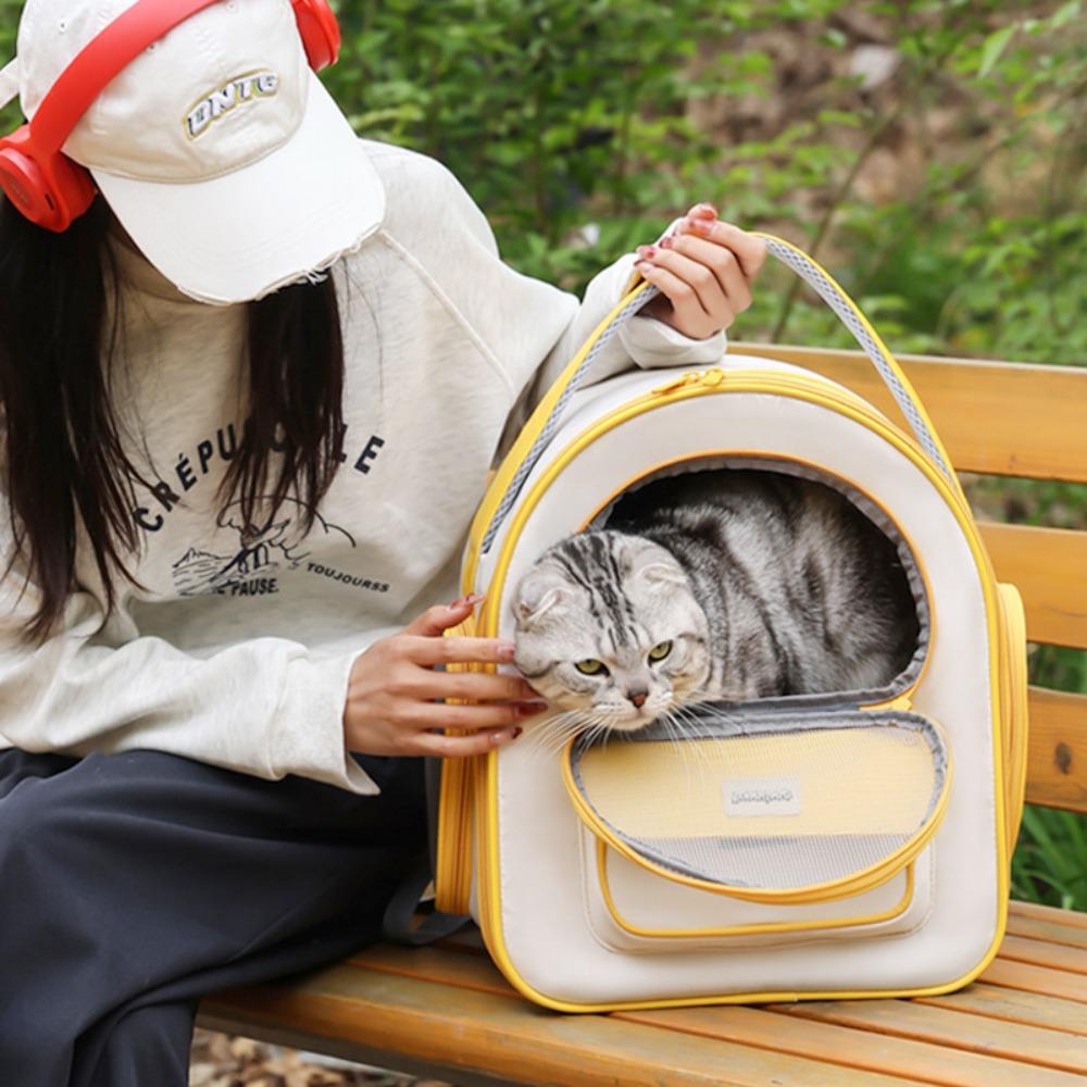 

Adjustable Breathable Cat Bag Foldable Outdoor Pet Backpack Pet Transport Bag Vet Visits сірий