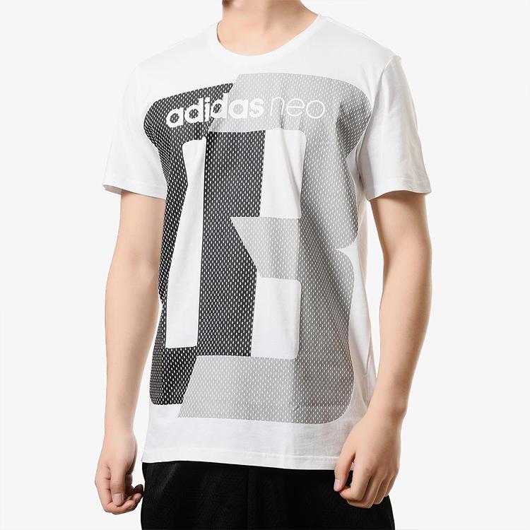 Adidas Neo Printed Casual Sports Straight T-Shirt Men Tops White CV6936