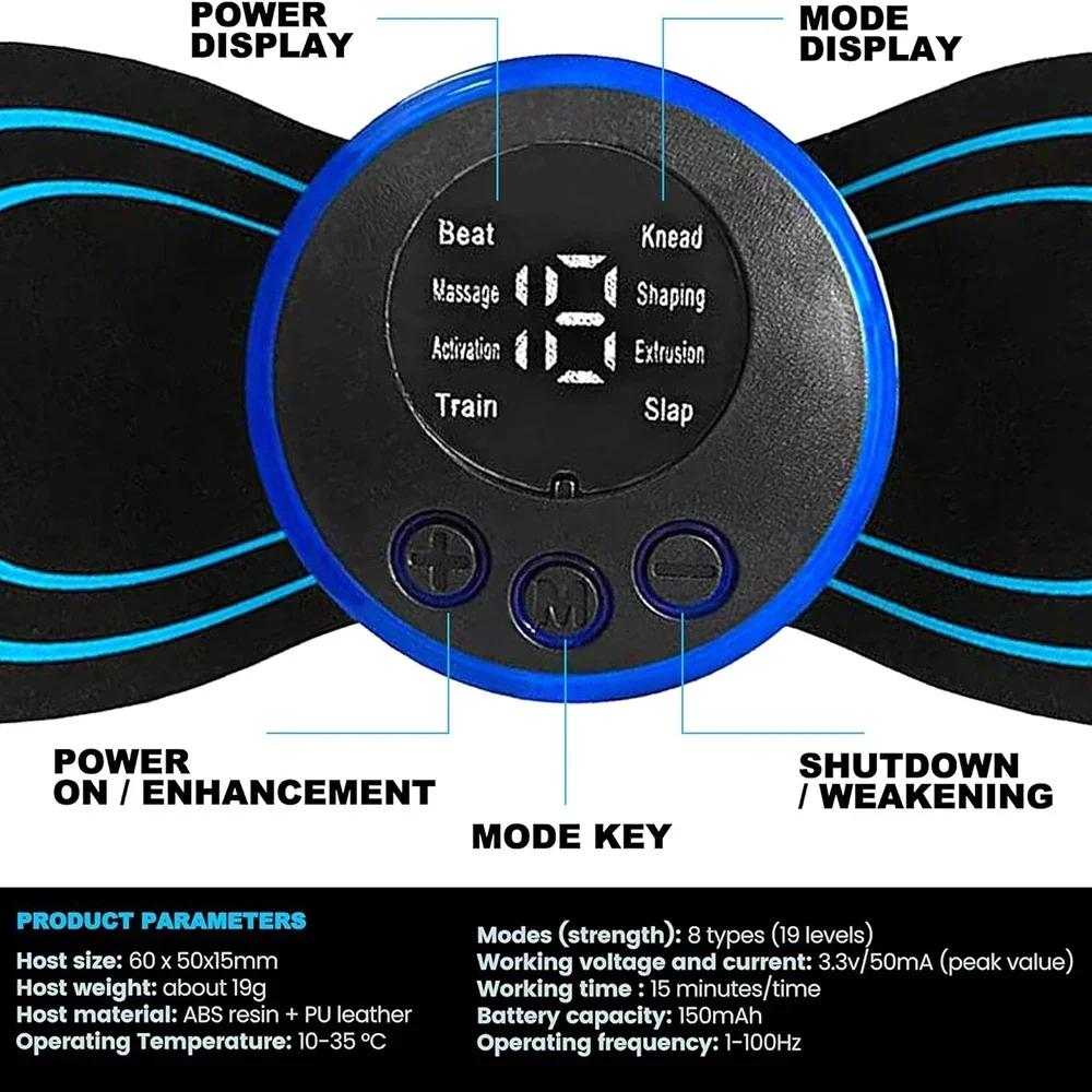 Elektrisches EMS-Nackenmassagegerät Mini Cervical Back Patch Stimulator Massageador Matte Tragbare Gel Pad Aufkleber Slim