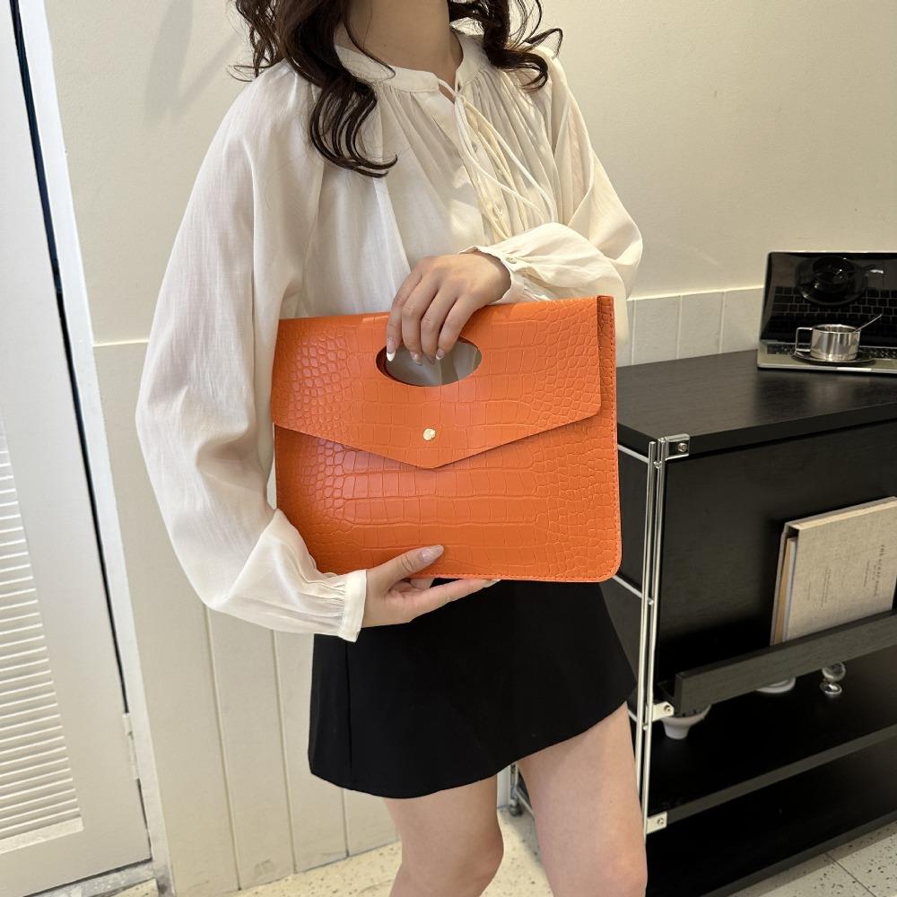 

Large Capacity Envelope Evening Bag Pu Leather Handheld Bag Portable Ladies Clutch Bag Girls помаранчевий