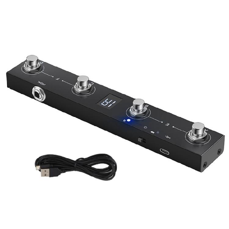 Перезаряжаемый контроллер Управление через приложение Шоколадный 4 кнопки Педаль Перезаряжаемый MIDI-контроллер Беспроводной MIDI-контроллер для ног 1 чёрный