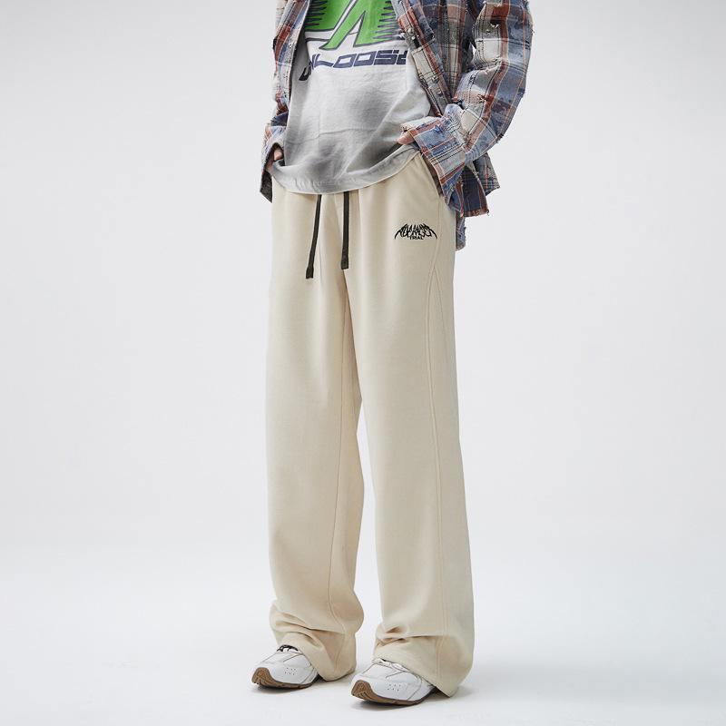 A-shaped casual pants men's elastic waist American high street heavy sweatpants trendy brand loose sports straight trousers