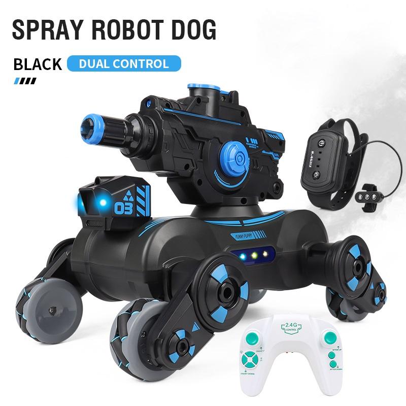 2.4G 4WD RC Battle Spray Tank, Swing Arm Mechanical War Dog, Gesture Watch Sensing Toy, Birthday Gift for Boys
