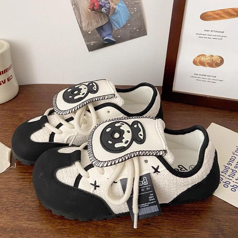 Original flip board shoes ugly cute new panda puff shoes female niche design bokenzi