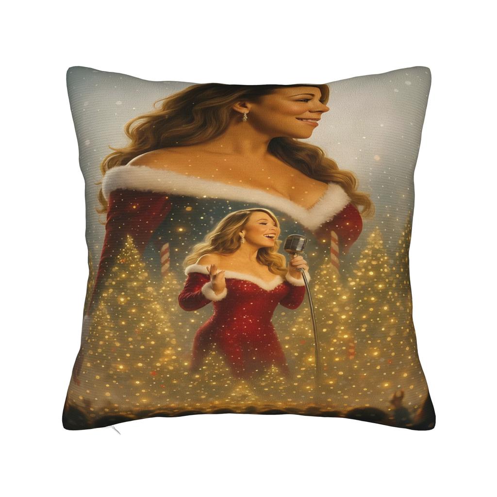 Mariahs Careys Christmas Pillow Case  Retro Trendy Pillow Cover Soft Pillowcases For Sofa Home Decor