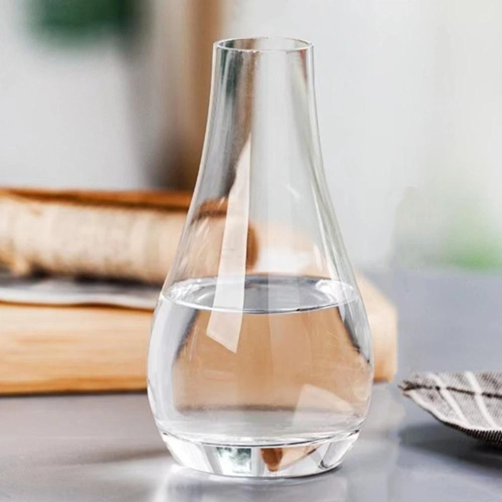Slanted Mouth Transparent Glass Vase Water Droplet Shape Bud Vase Hydroponic Flower Vase Wedding