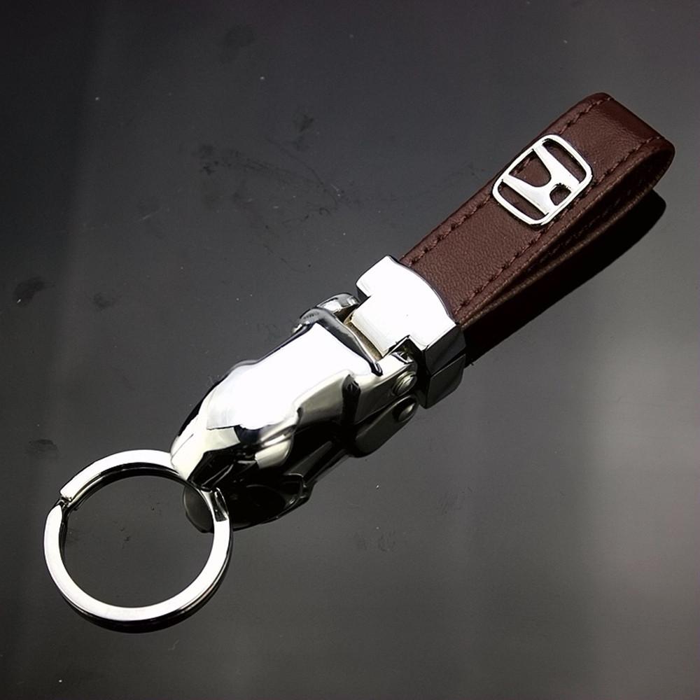 

Leather Keychain Gepard Pu Car Logo Key Chain Metal Holder key Ring Fob Key Honda,Brown