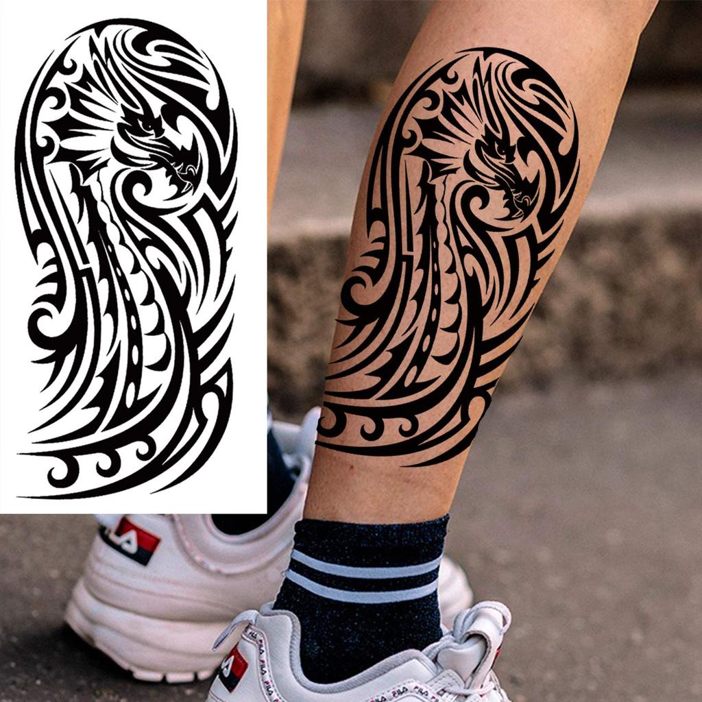 1 Sheet Tribal Totem Maori Temporary Tattoos For Adults Men Women Black Fake Sleeve Tattoo Sticker Waterproof