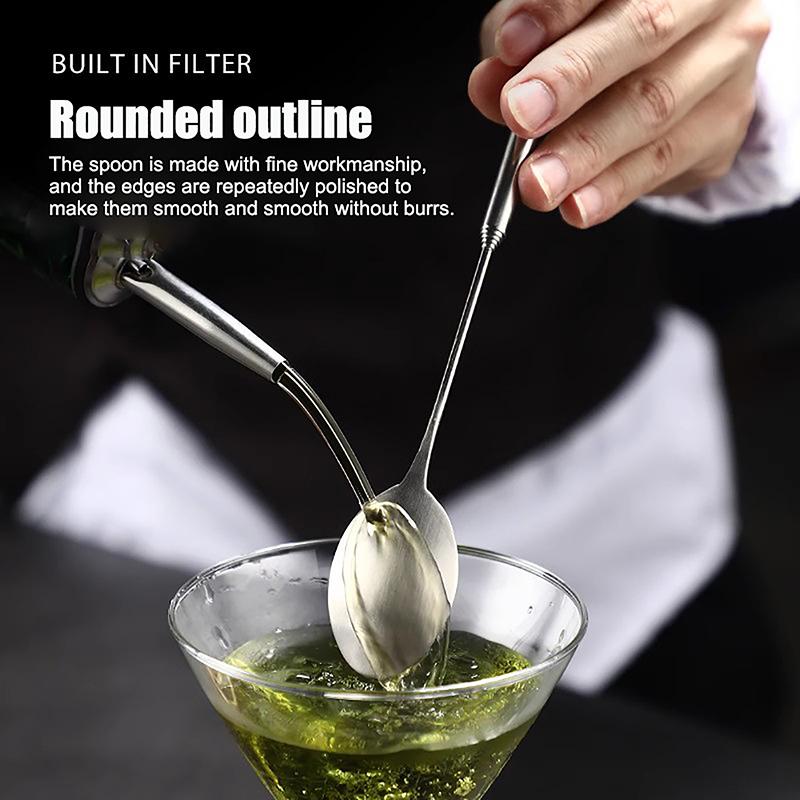 Stříbrná Nerezová Ocel Zatahovací Barová Lžíce Bartender Koktejlová Míchací Lžíce Nástroje Dezert Dlouhé Kuchyňské Nádobí