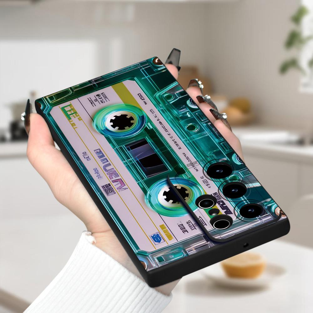 Retro Cassette Tape Printed Silicone Phone Case For Samsung Galaxy S26 S25 Ultra S24 Plus S23 S22 S21 S20 A15 A35 A54 A55 Cover
