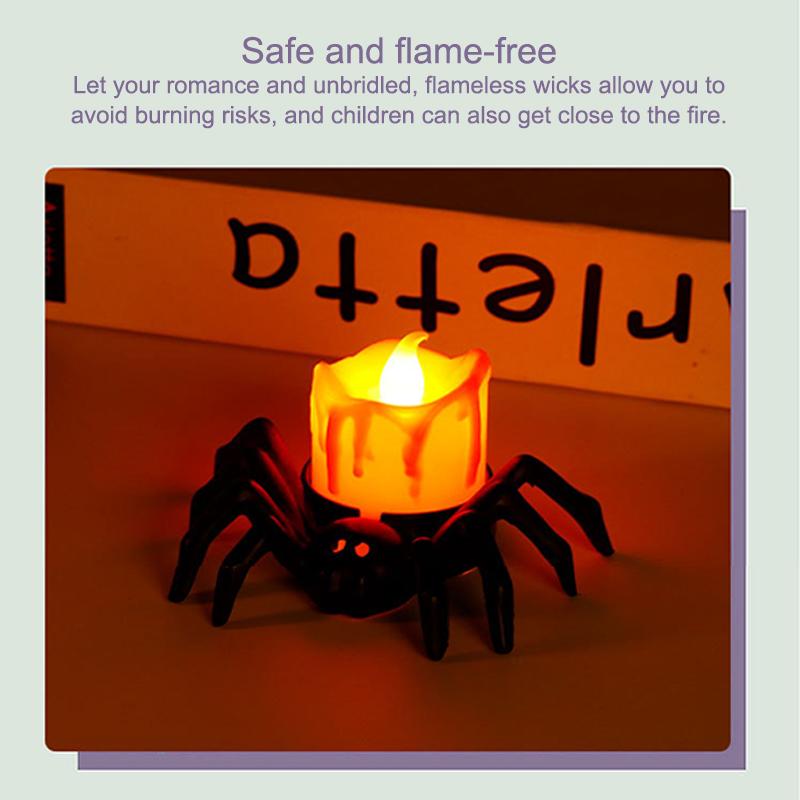 Haunted Led Candle Light Plastic Spider Pumpkin Lamp House Halloween Party Decor Horror Props Halloween Decorations For Home Bar