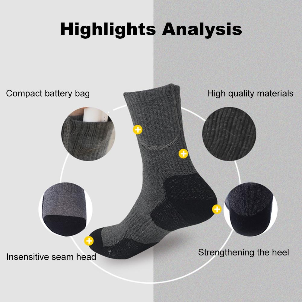 Unisex Electric Heated Socks Washable Rechargeable Heated Socks Elastic Thickened for Outdoor Sports Skiing Wear (No Battery)