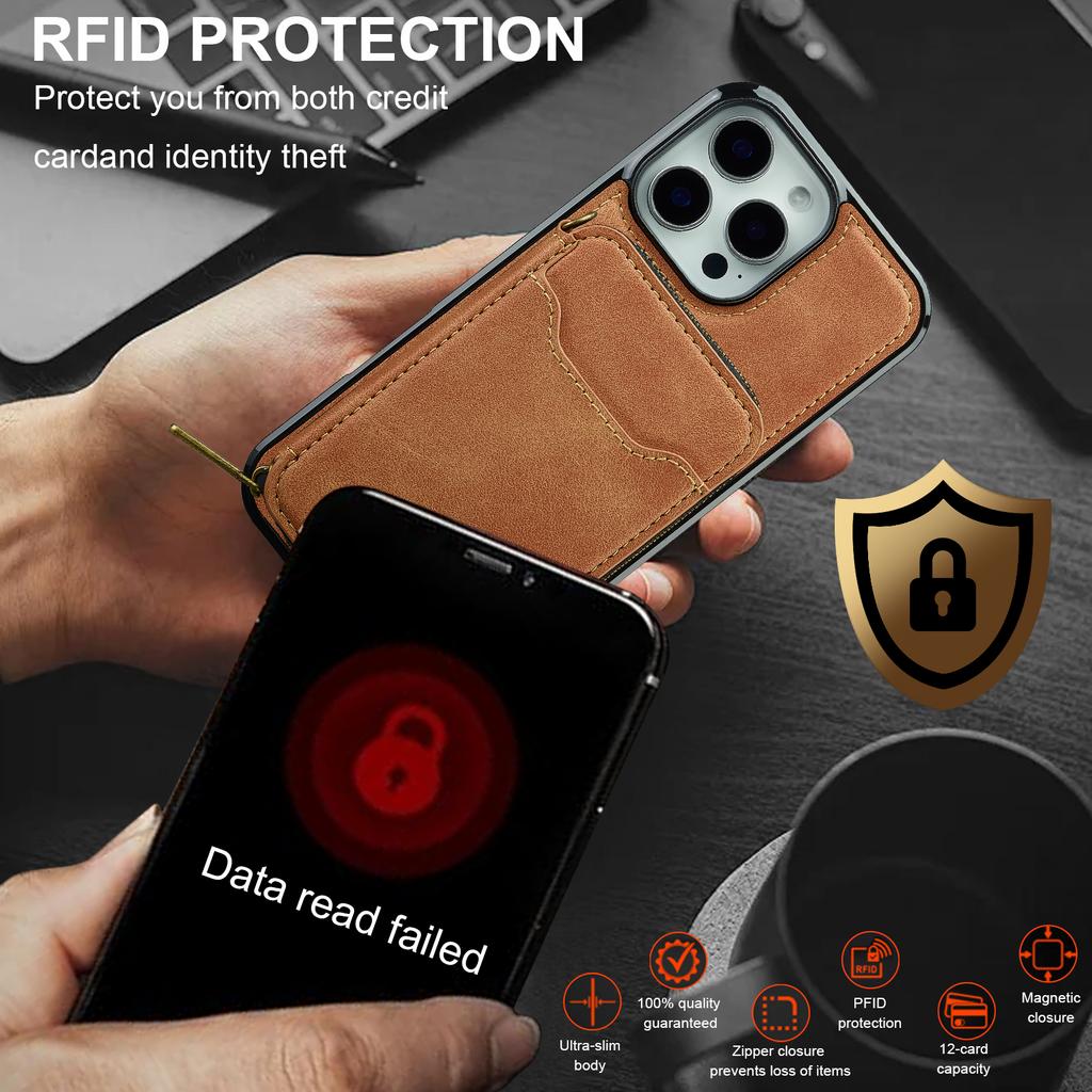 LC.IMEEKE L6 For iPhone 16 Pro Max Magnetic Case Detachable Zipper Wallet Leather Coated PC + TPU Phone Cover