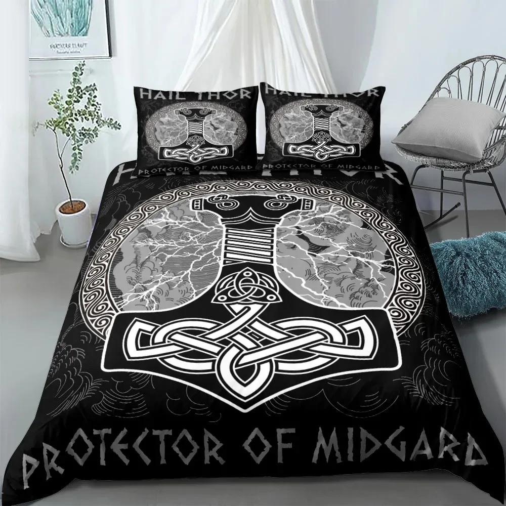 Wikinger Keltisch Bettbezug Set Skandinavische Kultur Yggdrasil Fenrir Bettwäsche Set Antike Mythologie Religion Steppdeckenbezug King Full