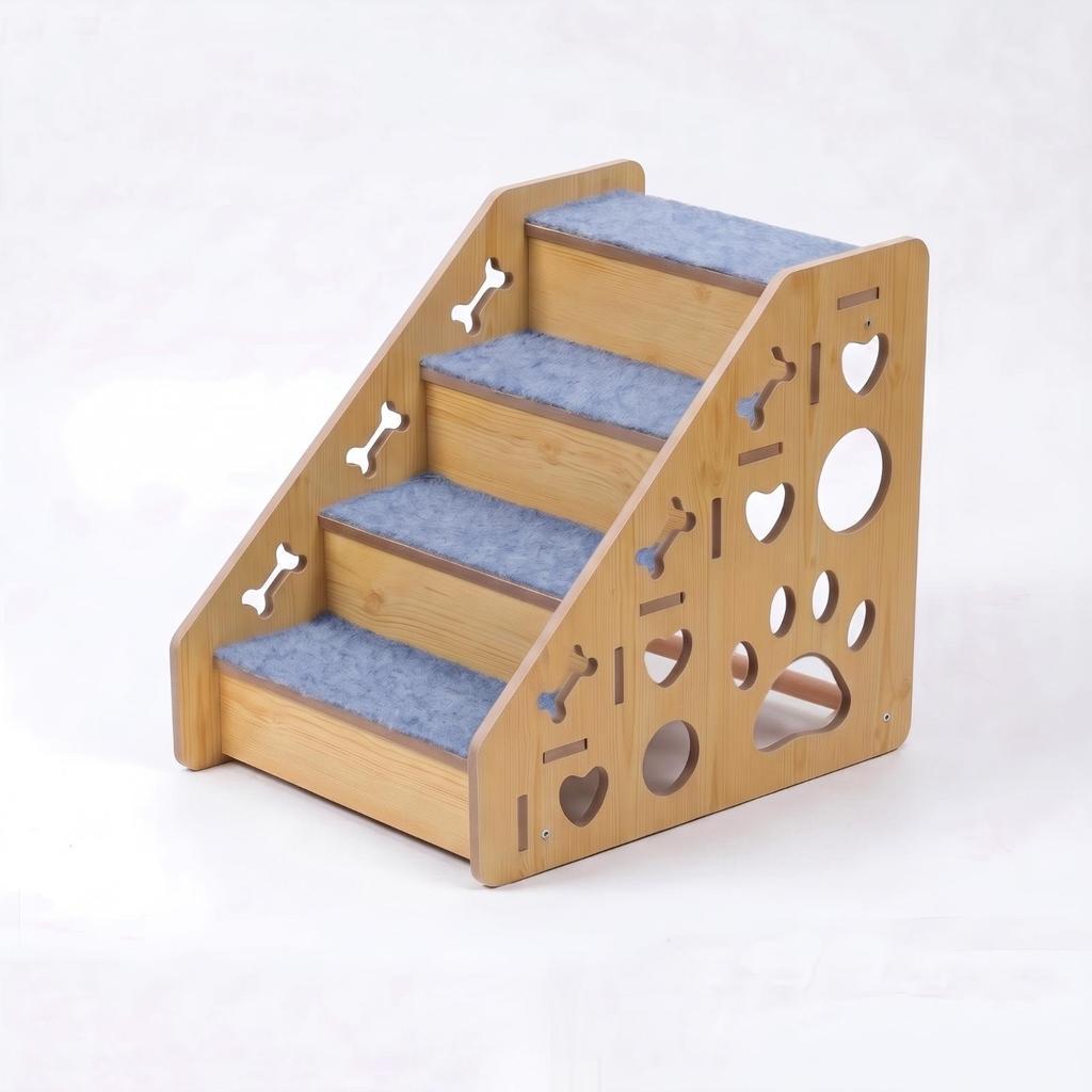 Wooden Pet Staircase Sturdy 4-Step Stairs Indoor for Living Room, Small Dogs