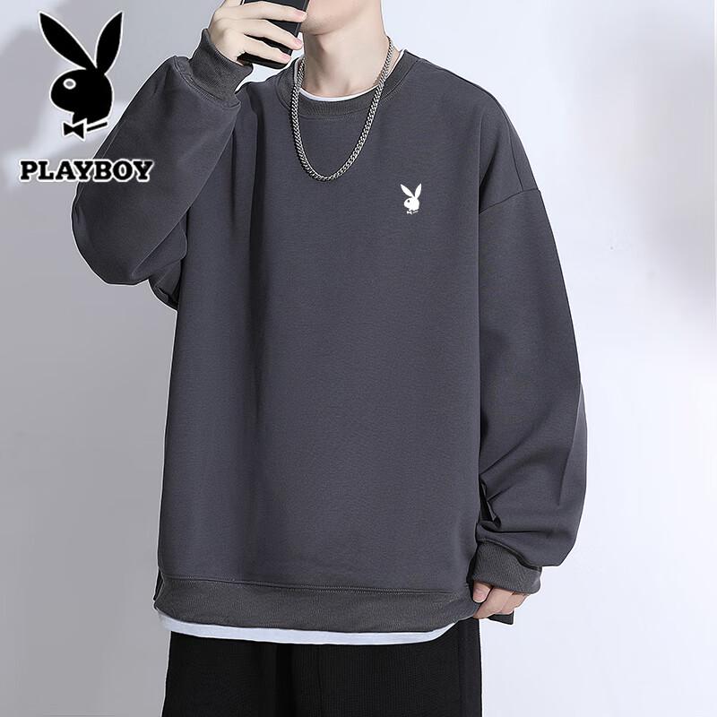 Playboy Men's Fake Two-Piece Crewneck Sweatshirt