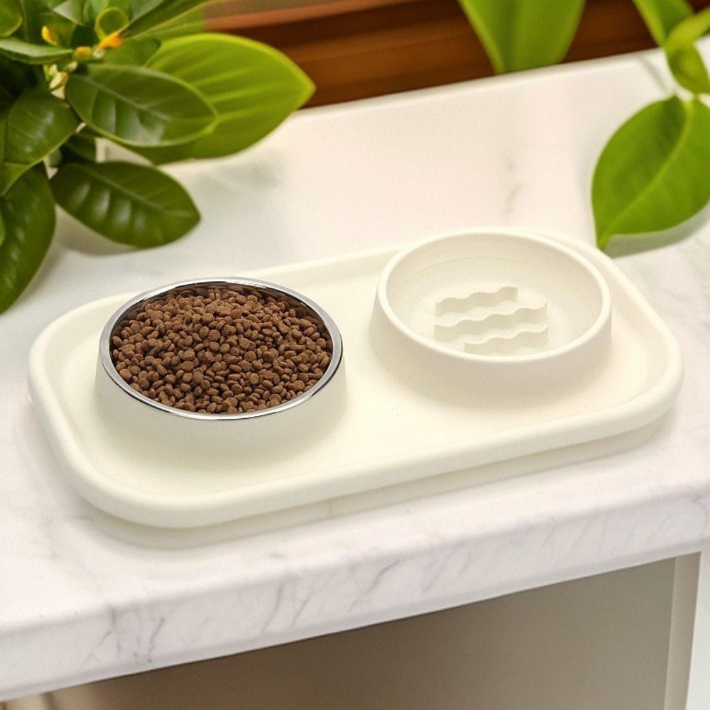 Anti-knockover Double Slow Feeder Bowl Food-grade Puppy Slow Eating Bowl  Small Medium Breed Dogs