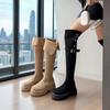 Fashion Autumn Winter Fleece-Lined Ladies Knee High Shaft Shoes Designer Luxury Hot Fashion 2025 Demi-season Goth 39 Women's Long Boots