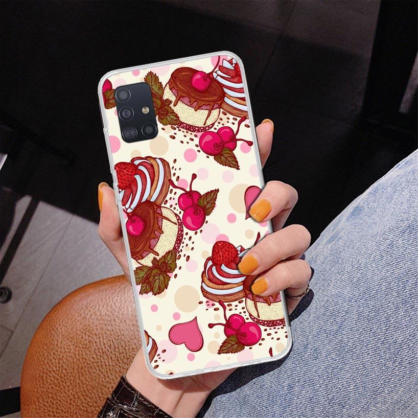Macaron Ice Cream Cake Doughnut Phone Case For Samsung Galaxy A52 A32 A22 A12 A51 A31 A50S A30S A20S A10S Note 20 Ultra 10 Plus
