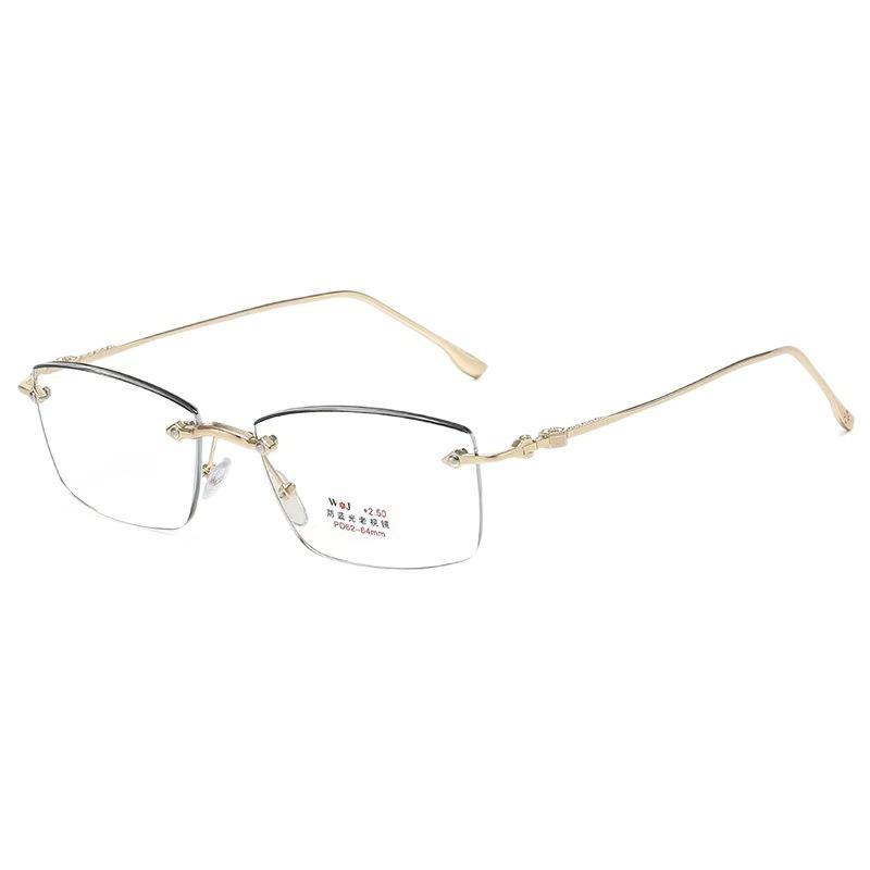 New frameless square high definition anti-blue reading glasses show a sense of youth and senior middle-aged and elderly reading glasses