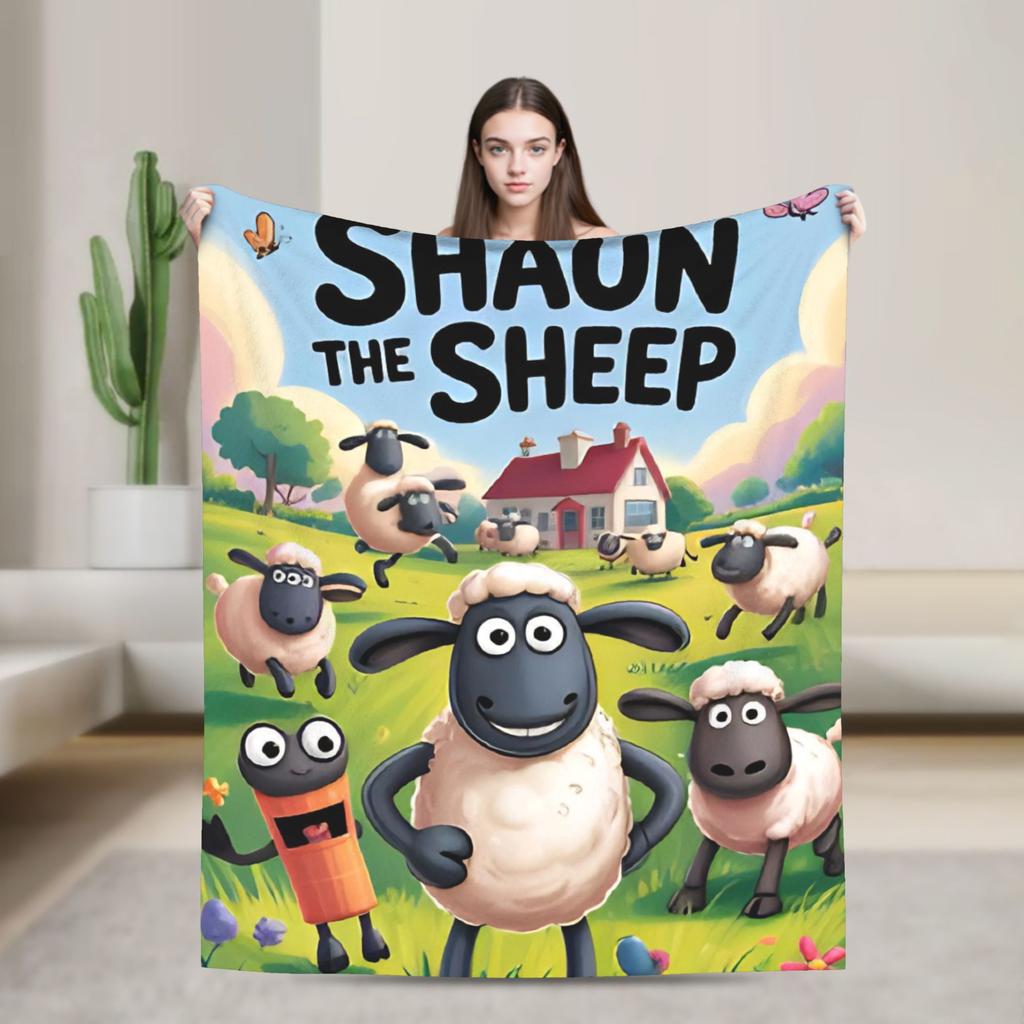 Coperte Calde Morbide di Pecora Shaun Coperta Plaid Peluche da Campeggio Copriletto in Flanella Novità per Soggiorno Copri Divano Letto