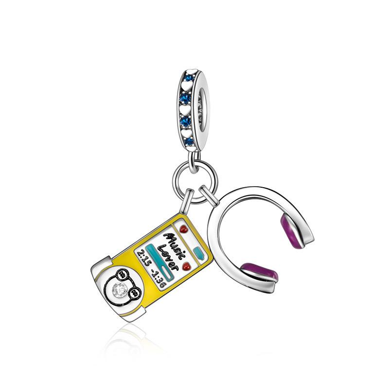 Original Charms Beads Copper Music Casual Series Collection Headphones Guitar Charms Decorative Pendant For Woman's Making Jewelry