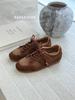 2025 autumn new retro anti-velvet cowhide splicing cotton and linen small German training versatile comfortable casual fashion women's shoes