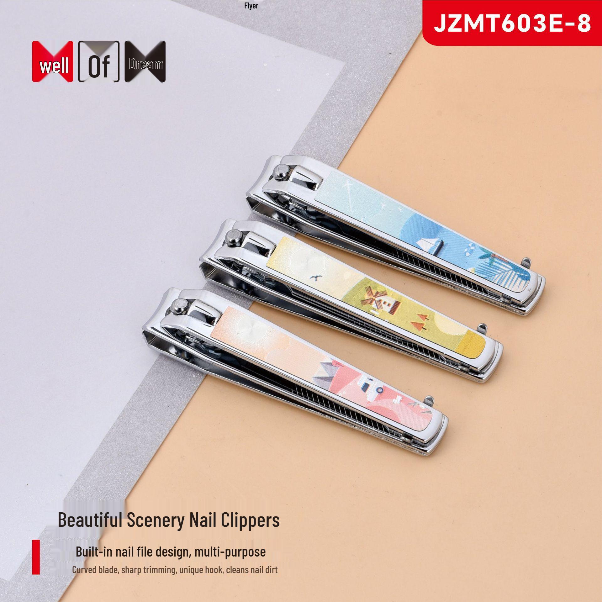Jingzhi Meng Cartoon Large Nail Clippers with File - Portable Flat Edge Manicure Scissors for Home Use No