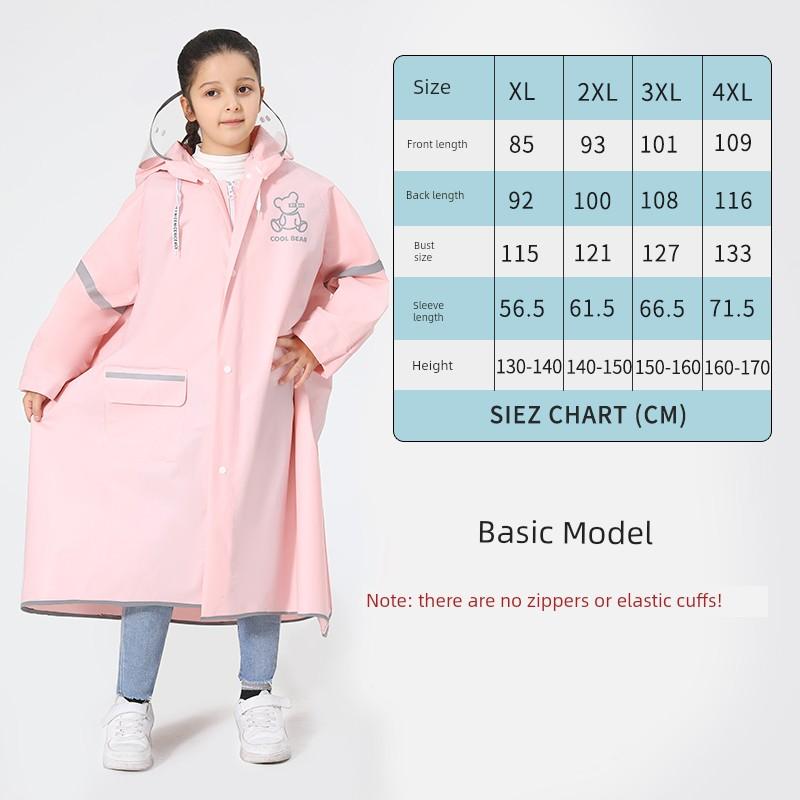 Children's Raincoat for Girls and Boys, Long Waterproof Design for Kindergarten and Primary School Students, Suitable for Older Kids Going To School