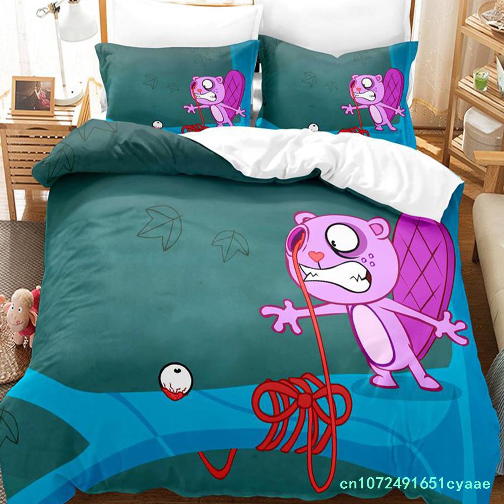 Happy Tree Friends Постельное белье Single Twin Full Queen King Size Bed Set Aldult Kid Bedroom Duvetcover Sets Anime