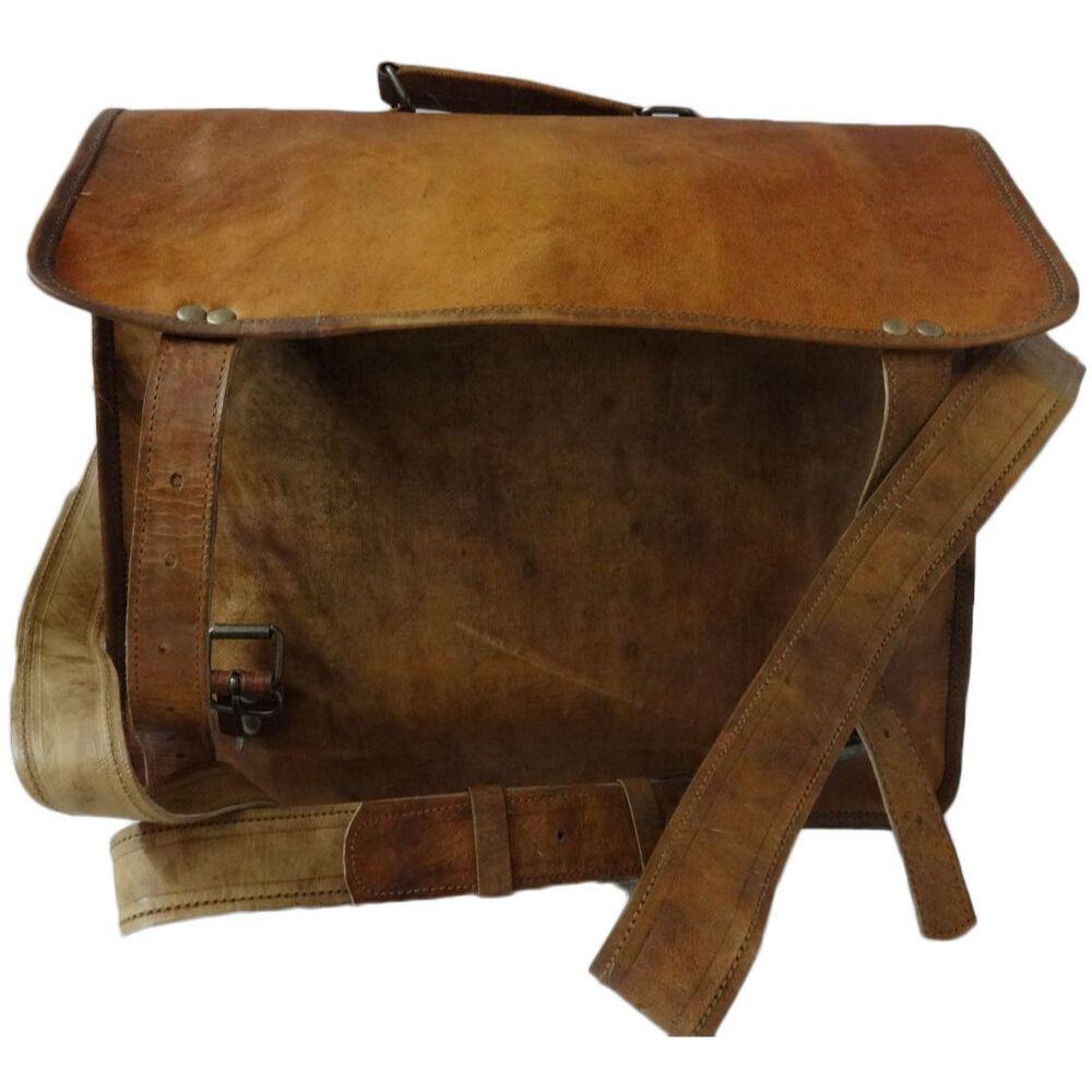 Потертые мужские винтажные кожаные сумки через плечо для ноутбука — фото 3