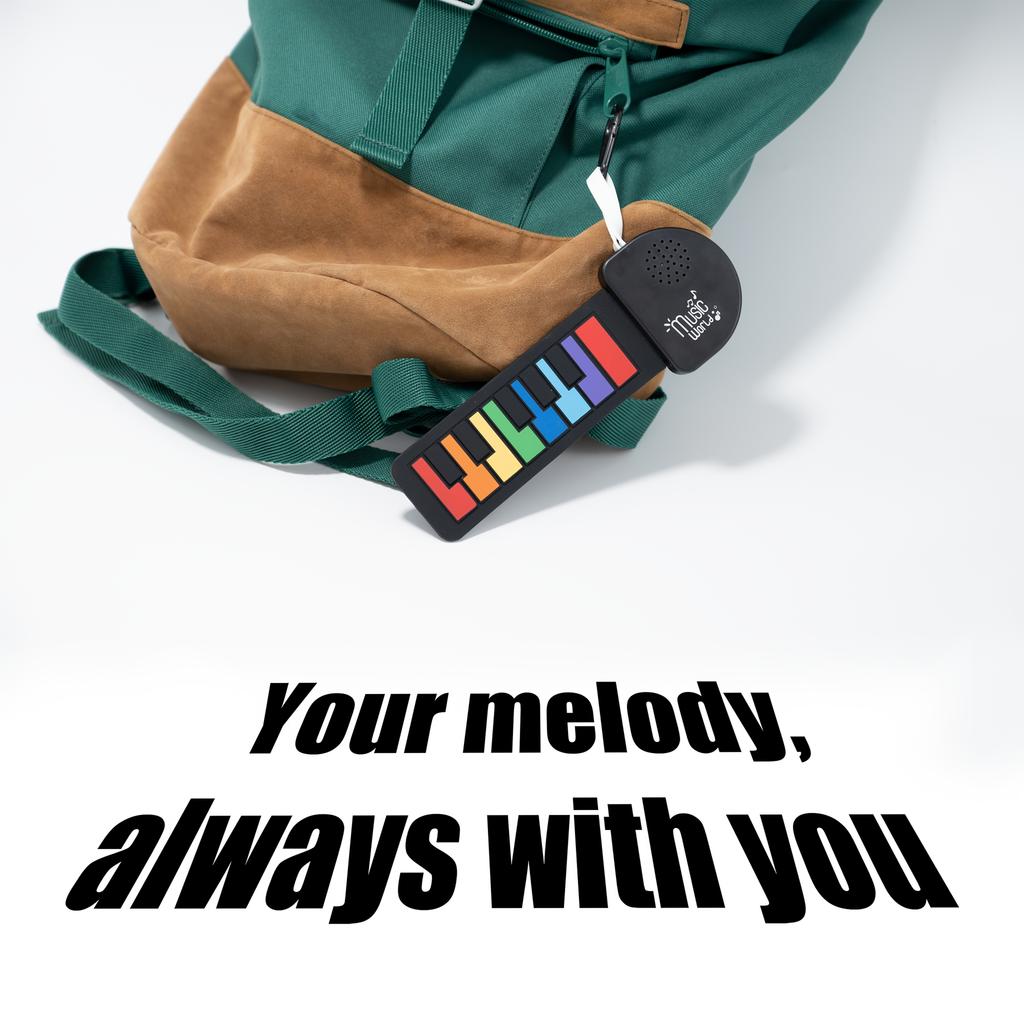 Mini Piano Keychain,Workable Fidget Toy with Colorful/Black/White Key Pads,Battery Powered Silicone Piano for Home/Travel,Backpack Hanging,Mini Piano