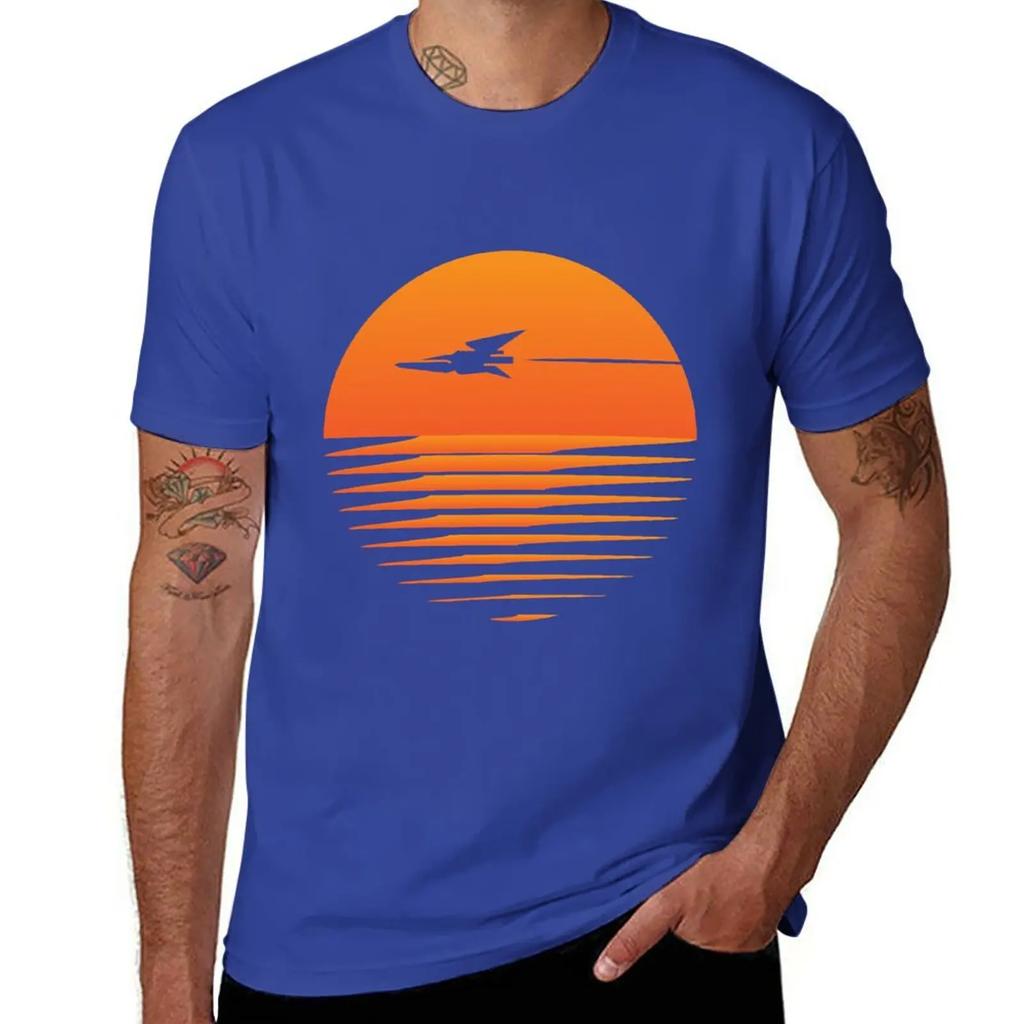 Sunset Cruise - Retro spaceship and sunset T-Shirt customizeds kawaii clothes t shirt men