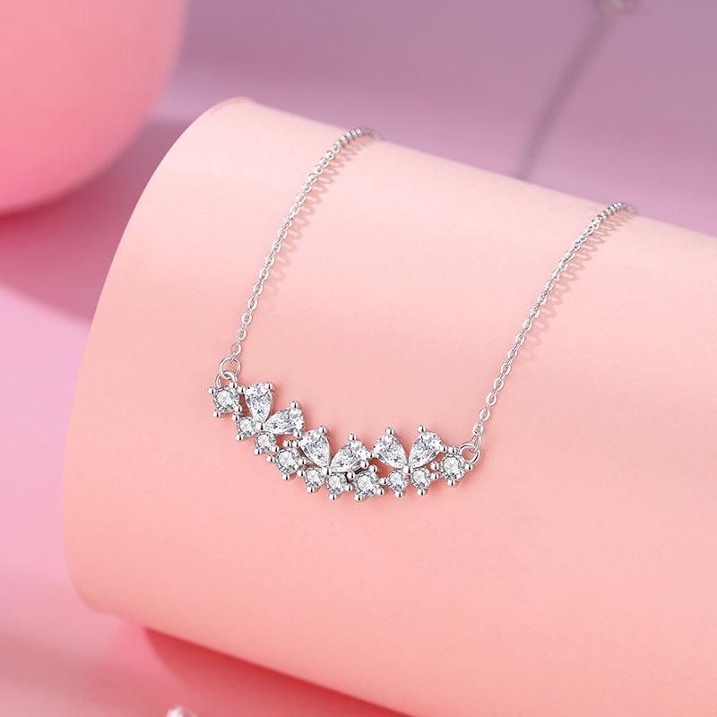 Tichia Smiling Butterfly Necklace: S925 Sterling Silver, Luxurious High-End Fashion with Versatile Shining Butterfly Clavicle Chain.