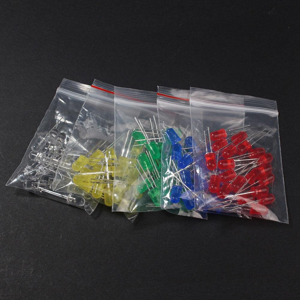 50–100 Stück F5 LED-Diode, 5 mm, superhelles Leuchtdioden-Set, Blau, Grün, Rot, Gelb, Weiß