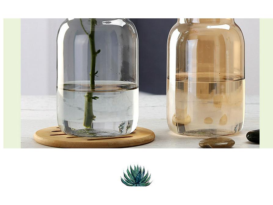 Transparent Minimalist Glass Vase for Office Decoration with Fresh or Dried Flowers