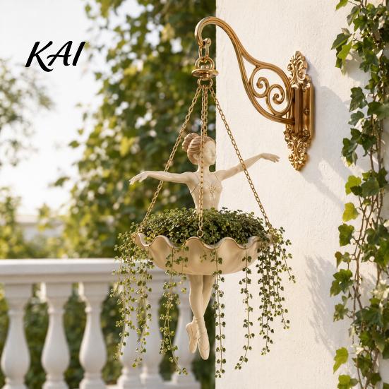 Hofgarten Pflanzgefäß Ballettänzer Hängepflanzer, Dekorativer Blumentopf für Innen Außen Garten, Niedlicher Spinnenpflanzen Halter Sukkulenten