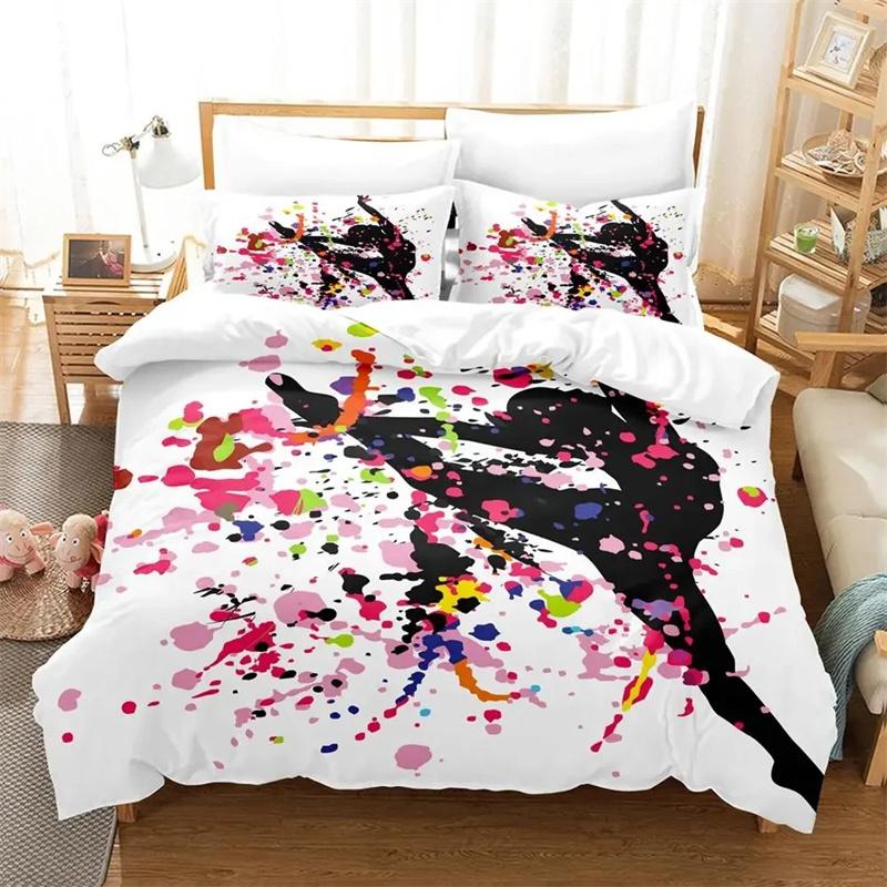 Cartoon Ballet Dancing Girl Duvet Cover Set Princess Twin Size Bedding Kids Nordic Bed Cover 150x90 Queen King