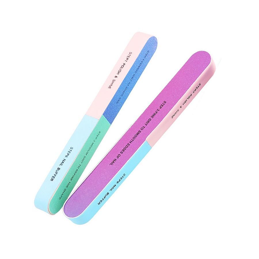 2 Pieces 7-Sided EVA Sponge Nail Buffers, Multicolor Foam Polishing Blocks for Manicure, Nail Care and Shaping